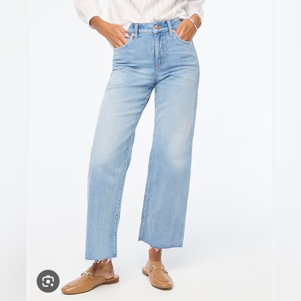 J crew CROP wide leg raw hem jeans